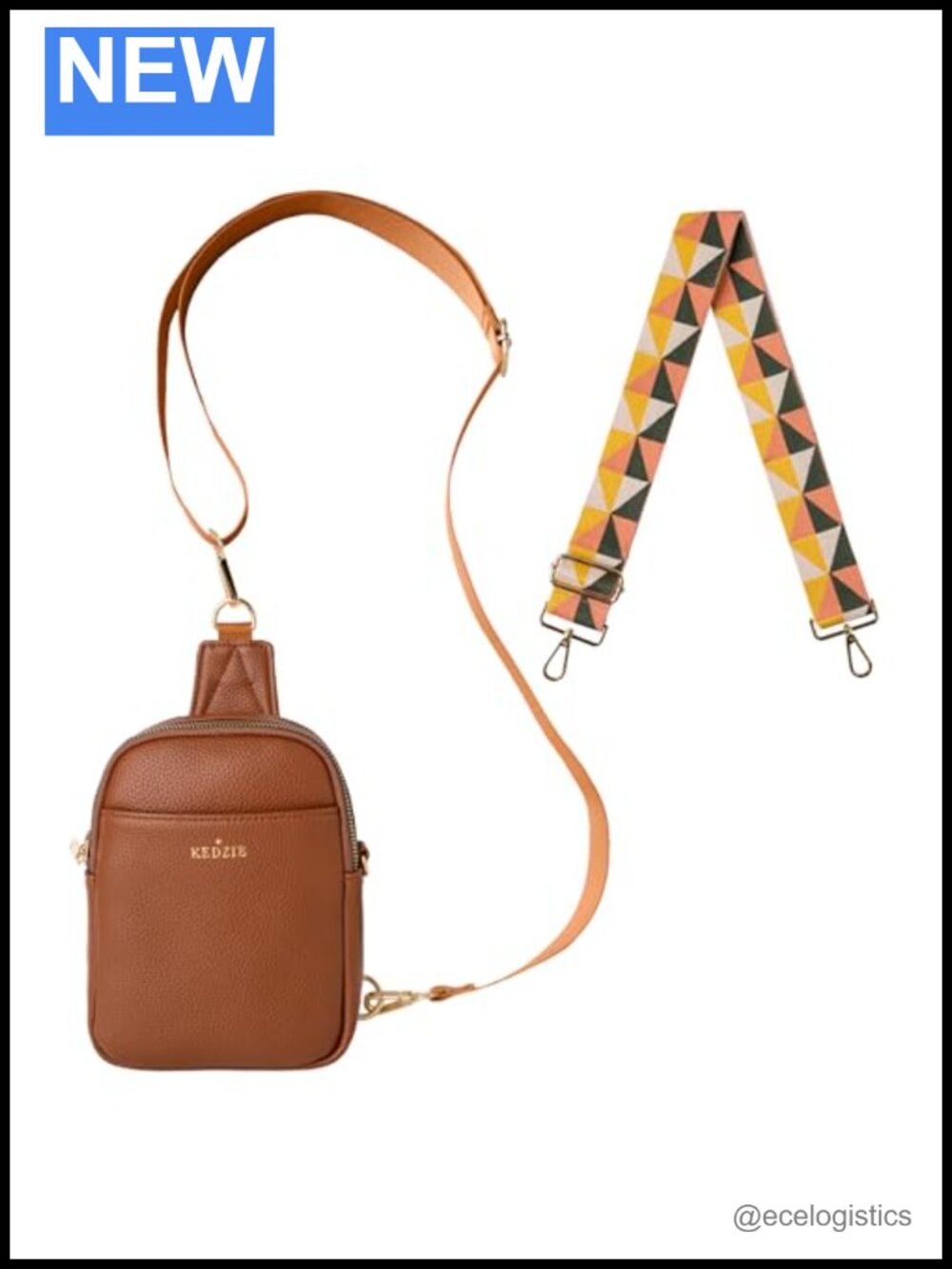 Vegan Leather Convertible Sling Crossbody Purse with Interchangeable Strap